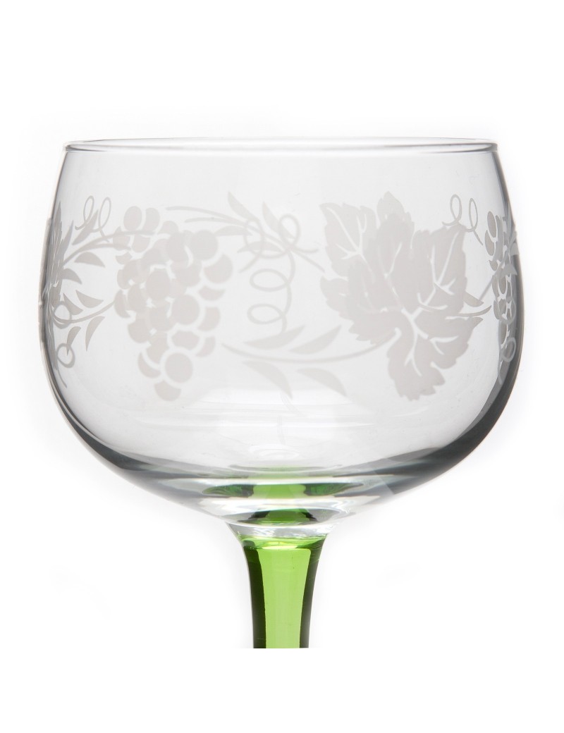 6 Alsatian Wine Glasses with GRAPPE decor