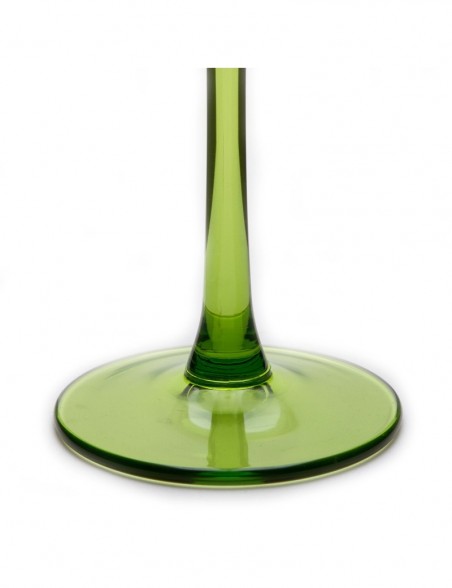 Lot De 6 Verres à Vin D’Alsace Luminarc Vintage, Tige Verte, Fabrication Française
